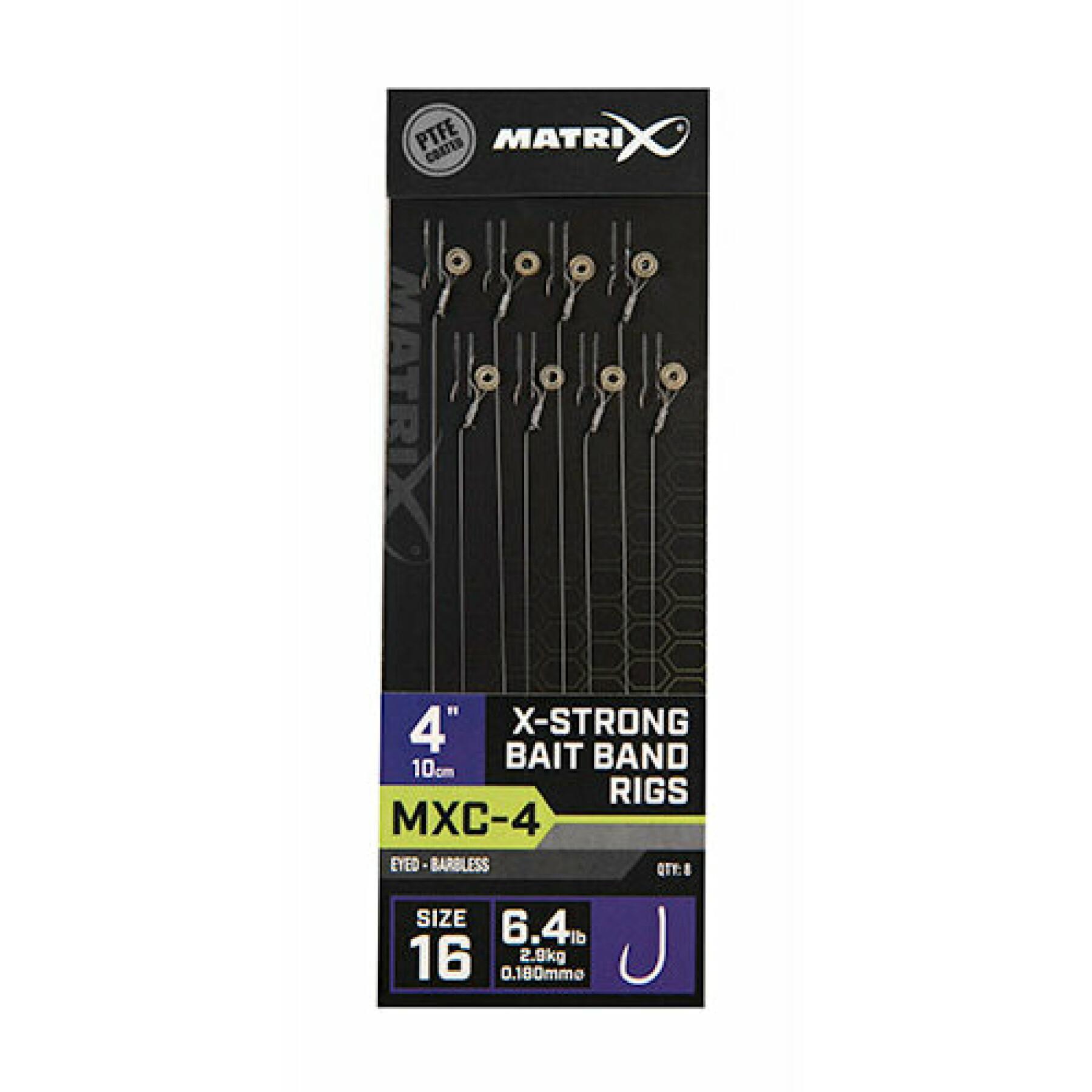 Bas de ligne sans ardillon Matrix MXC-4 X-strong Bait Band 10cm x8