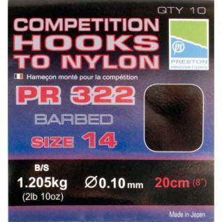 Hameçons Monté Competition 322 Hooks To Nylon Size 14 x10